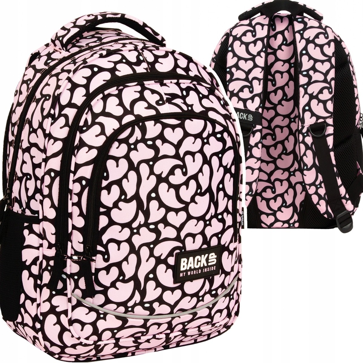 Školský batoh pre mládež BackUP 26 L - Pastelové srdcia, NUDE HEARTS
